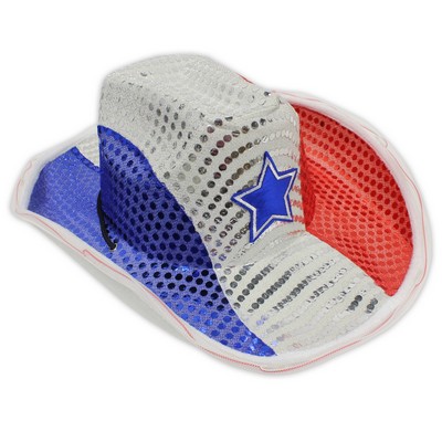 Red White & Blue LED Cowboy Hat(Blank)